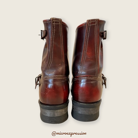 $389 Veronica Short Engineer Lug Sole Belted Red Oxblood Leather Moto Ankle Boot - Picture 10 of 13
